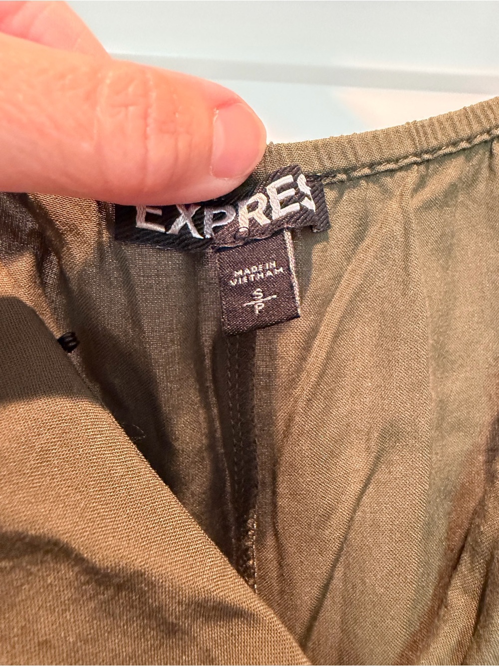 Express Olive Ruffle Wrap Mini Dress - Picture 4 of 4
